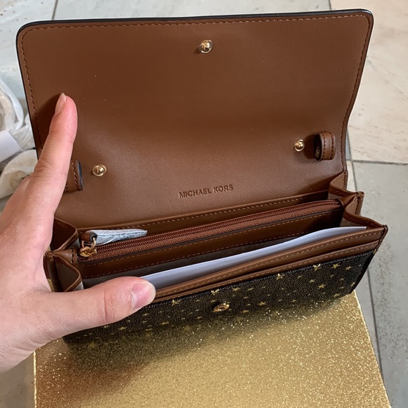 Brand New Michael Kors Convertible Crossbody Wallet Jet Set Charm Brown Multi - Picture 5 of 9